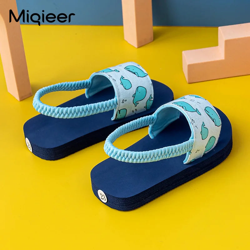 Children Slippers Girls Boys Flip Flop Soft Sole Non Slip Summer Casual Sandals Beach Shoes Toddler Lovely Rainbow Home Slippers