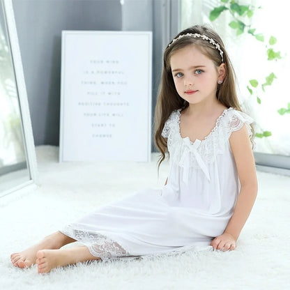 Summer Girls' Sleeveless nightgown Breathable Princess Nightdress Pajamas sleepingdress baby girl bow dress  vestidos de noche