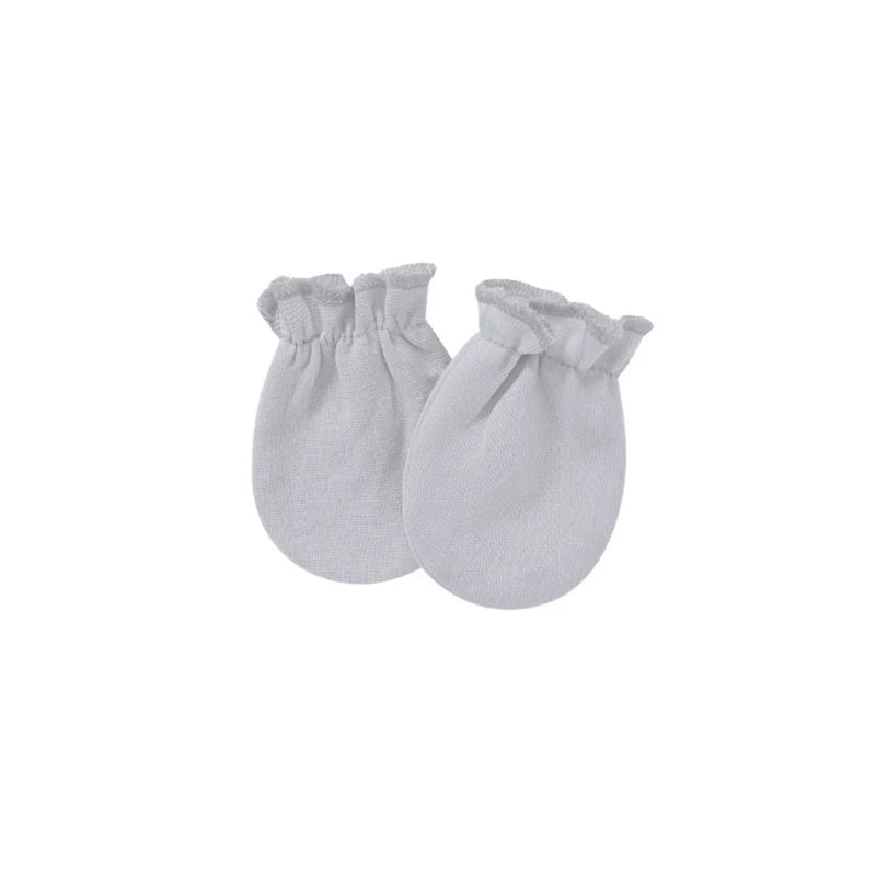 1 Pair Baby Anti-scratch Soft Cotton Gloves Newborn Solid Color Handguard Mittens Infants Supplies H055