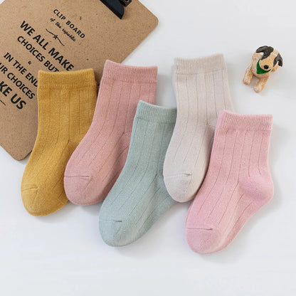 5 Pairs/Lot Baby Kids Socks Autumn Winter Cotton Striped Socks Warm Toddler Boy Girls Floor Socks Children Clothing Miaoyoutong