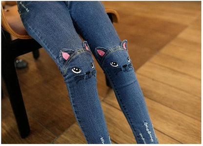 IENENS Children Infants Girls Casual Denim Long Pants Child Baby Girl Jeans Clothes Fashion Kids Skinny Trousers Prints Clothing