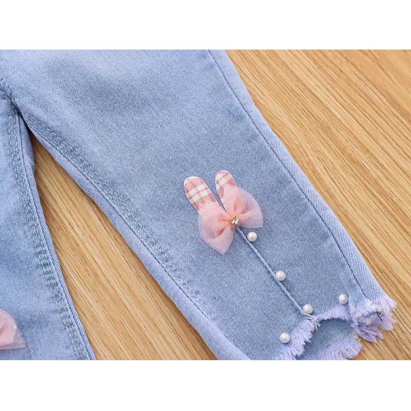 1-5 Years Children Girls Jeans Autumn Cropped Trousers Kids Spring Flare Pants Girls Bottoms