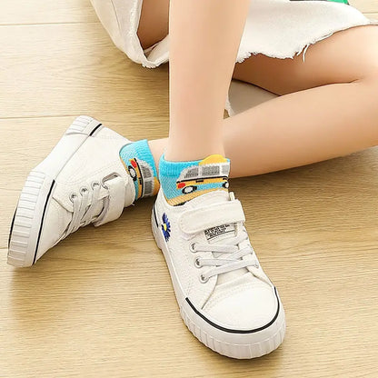 2024 New Fashion Spring Summer Children Socks Mesh Cotton Cartoon car Boys Socks Girls Socks 2-15 Year Kids Casual Boat Socks