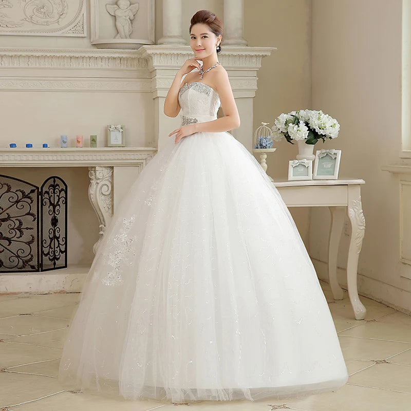 Plus Size Wedding Dresses Long It's Yiiya BR737 Elegant Strapless Vestido De Novia Lace Up Bridal Gowns Crystal Wedding Dress