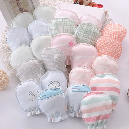 5 pairs/lot Newborn Baby Mittens Cotton Cartoon Soft Boys Girls Resuable Gloves 0-3M Baby Girl Boy Head Mittens