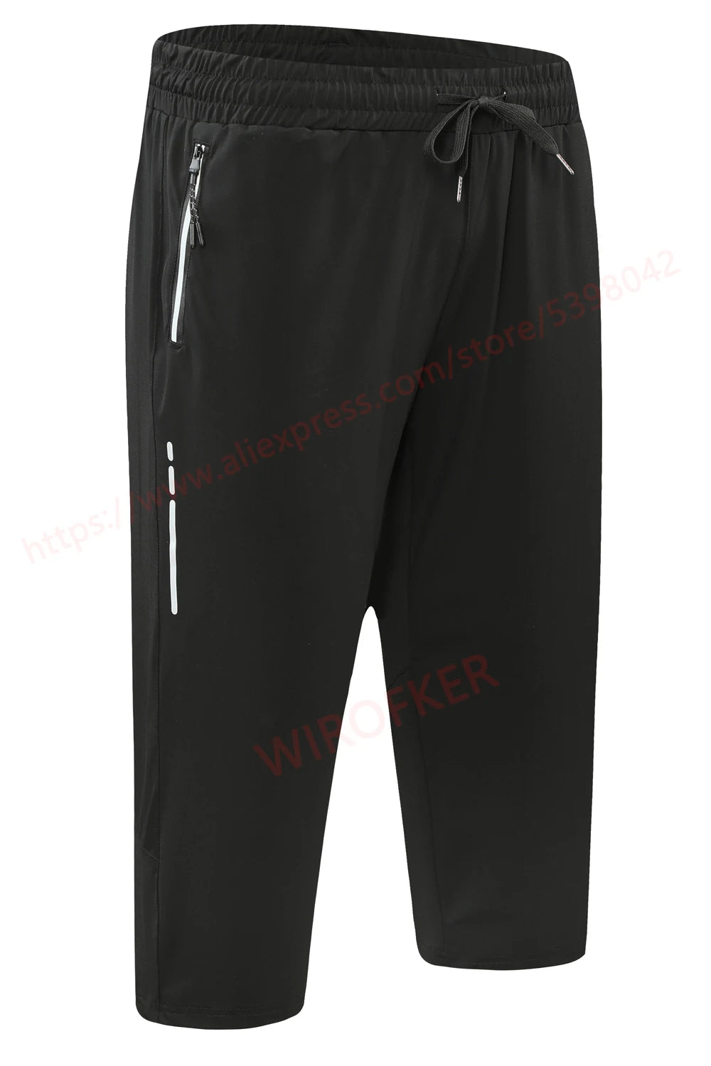 2021 Men Sport Cropped Pants Drawstring Zipper Pockets Training Running 3/4 Trousers Sweatpant Letter Printing Gym 7 Points Pant