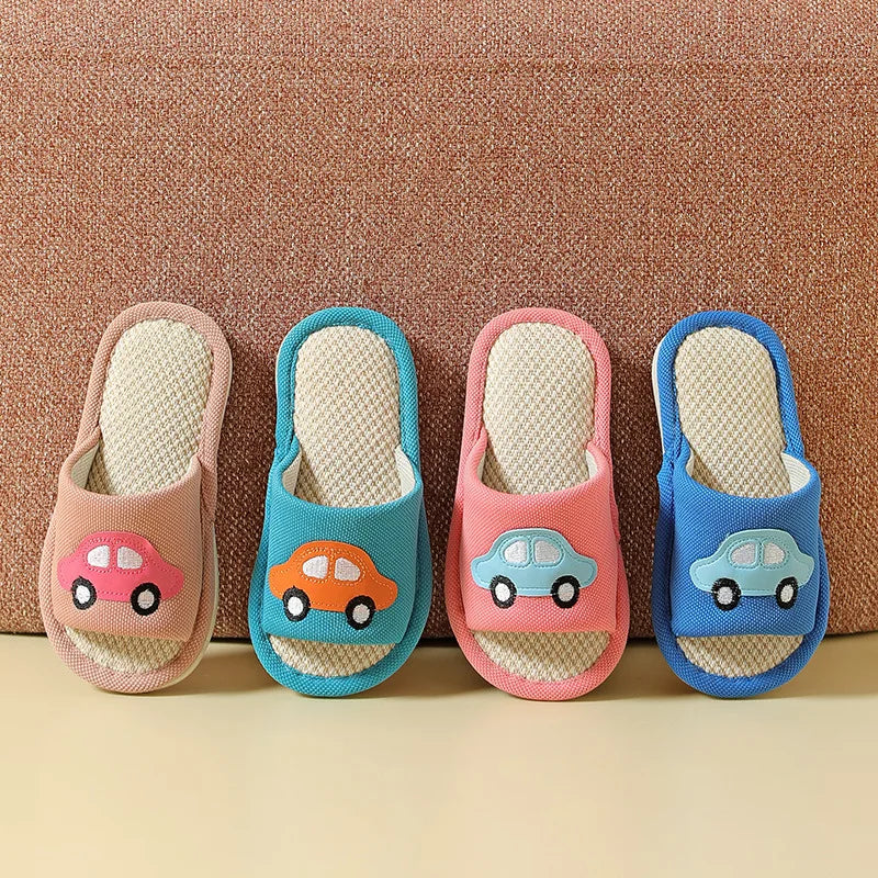 Slippers for Boy Girl Summer Spring Flat Shoes Children Home Indoor Cartoon Car Cute Fashion Kids Sandals Slides Flip Flops