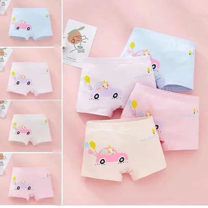 4Pcs/Lot Random Color Girls Cartoon Underwear Children Cotton Panties Kids Soft Boyshorts Size 2T-12T