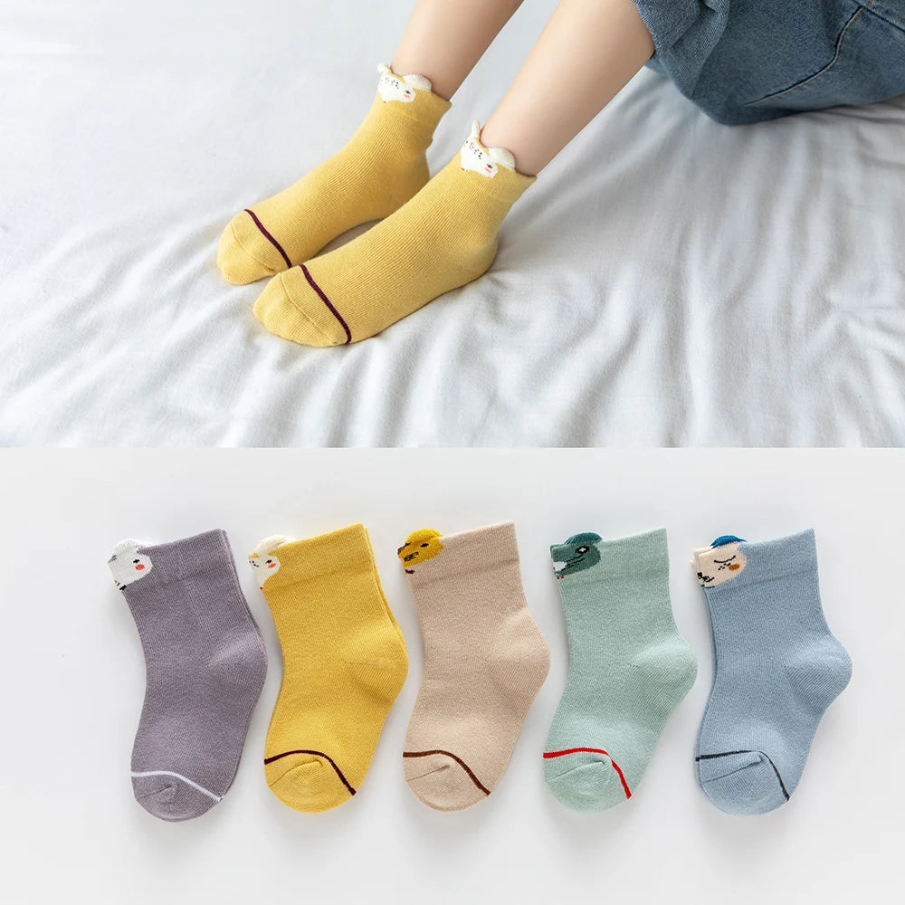 5Pairs/lot  Baby Socks Autumn Winter Warm Cotton Kids Socks Cute Girls Cartoon Animal Boys Infant Socks Baby Clothes Accessories