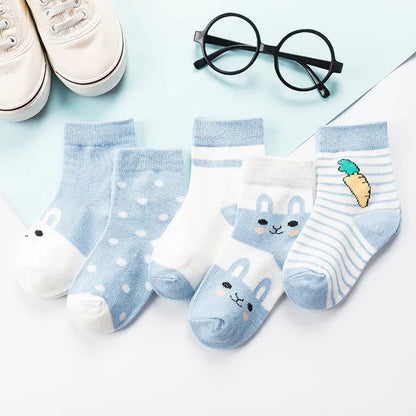 5 Pairs/Lot Kids Soft Cotton Socks Boy Girl Baby Infant Fashion Stripe Warm For Autumn Winter 0-8 Years Children Cartoon Sock