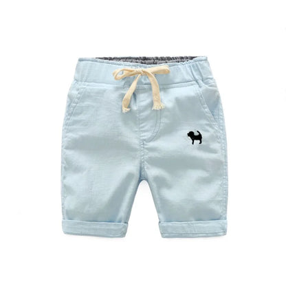 2023 Summer Boys Casual Shorts Children Cotton Elastic Waist Pants Toddler Kids Knee Length Pants Solid Color Baby Boys Clothes