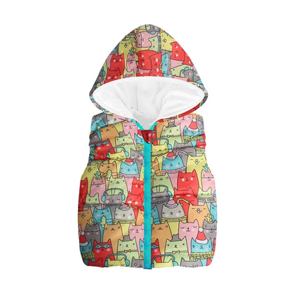 Autumn Winter Girls Vests Children's Cotton Warm Coat Baby Boy Dinosaur Hooded Waistcoat Kids Cartoon Cute Outerwear Clothing