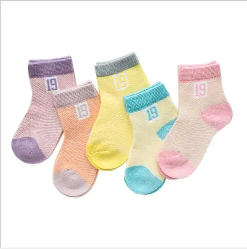 0-3Y 5 Pairs Pack Wholesale newborn infant socks summer digital color matching baby socks