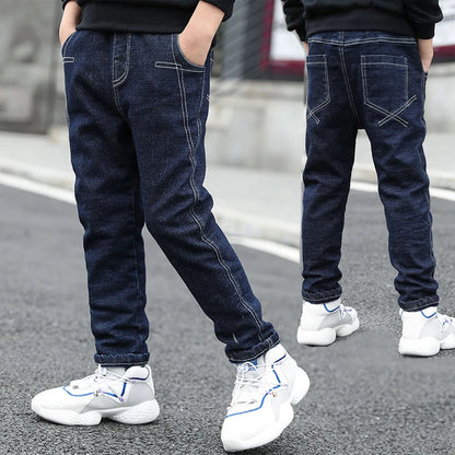 IENENS Teen Slim Jeans Solid Color Trousers Boys Denim Long Pants Fashion Kids Boy Jean Children Clothes For 4-11 Years