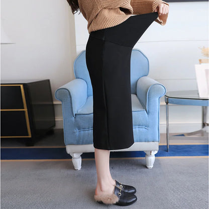 Maternity High Waist Belly Skirts Pregnant Women Empired   Mid-Calf Pencil  Office Long Straight Skirt