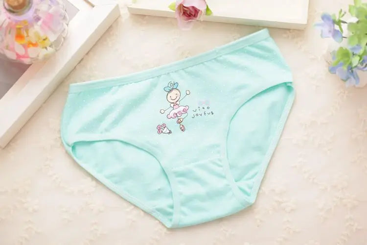 4 Pcs/Lot Kids Cotton Briefs Girls Panties Cartoon Pattern Underpants Candy Colors Triangle Girls Underwear  2-10 Years