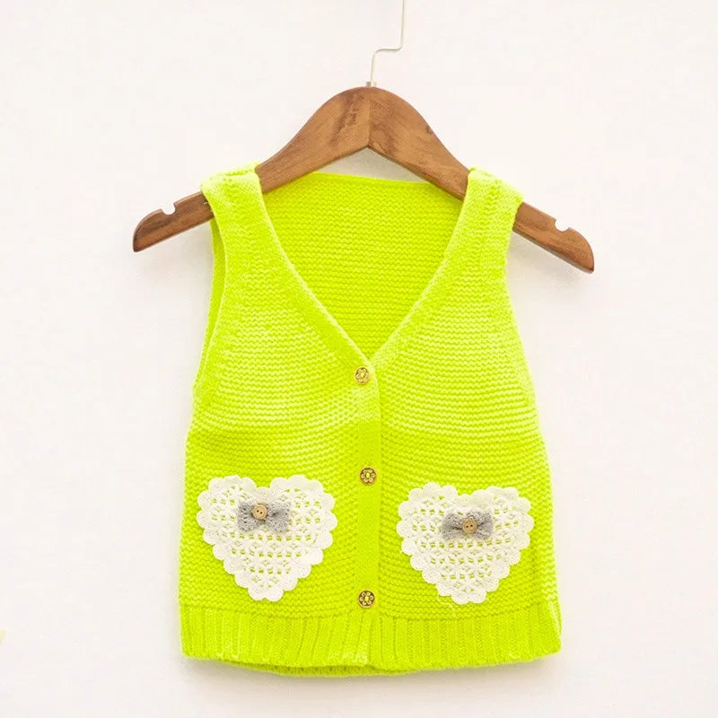 Knitted Vest Coats Baby Girl Autumn Spring Clothes Sleeveless Vests Waistcoat for Children Clothes Outerwear Age 12M 24M 3T 4T