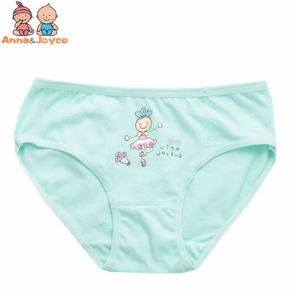 4 Pcs/Lot Kids Cotton Briefs Girls Panties Cartoon Pattern Underpants Candy Colors Triangle Girls Underwear  2-10 Years