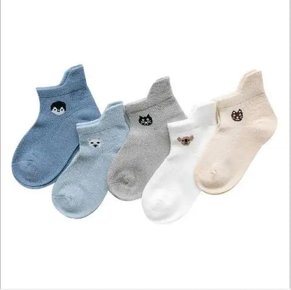 0-3Y 5 Pairs Pack Wholesale newborn infant socks summer digital color matching baby socks