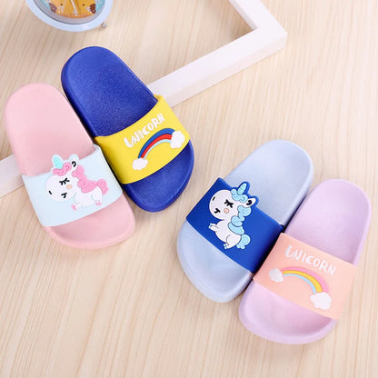 Unicorn Slippers for Boy Girl Rainbow Shoes 2019 Summer Todder Animal Kids Indoor Baby PVC Cartoon