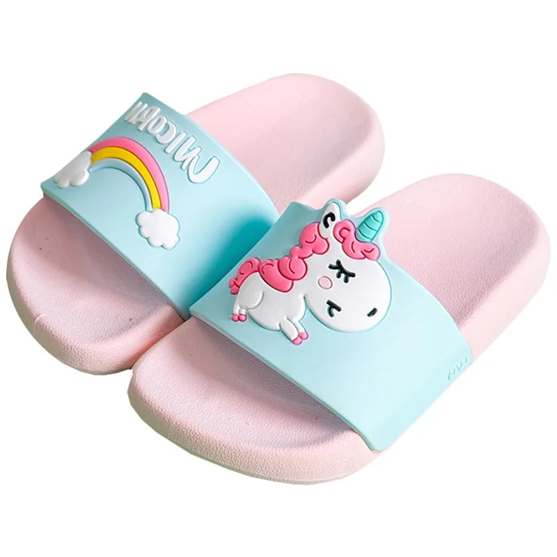 Unicorn Slippers for Boy Girl Rainbow Shoes 2019 Summer Todder Animal Kids Indoor Baby PVC Cartoon