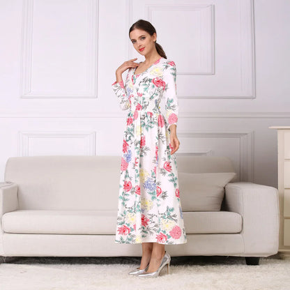 2024 NEW Print Maternity Dresses Breastfeeding Clothes for Lactation Pregnant Women Cotton Blend Dress Long Elegant Temperament