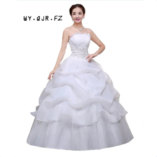 YC 73#Spring Autumn Wedding party dress new bride wedding dress code Korean women slim lace special offer wedding gown red white