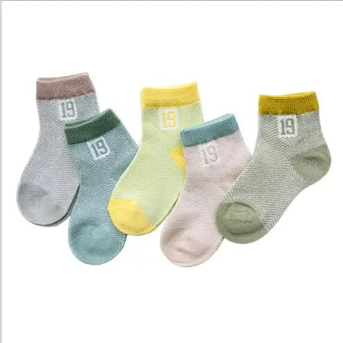 0-3Y 5 Pairs Pack Wholesale newborn infant socks summer digital color matching baby socks