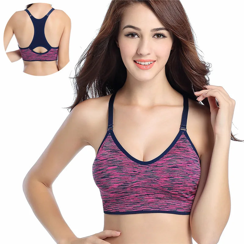 Women Sports Yoga Bra breathable quick dry Top Shockproof Cross Back Push Up fitness active Bra Gym Running Bra