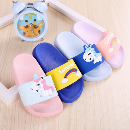 Unicorn Slippers for Boy Girl Rainbow Shoes 2019 Summer Todder Animal Kids Indoor Baby PVC Cartoon