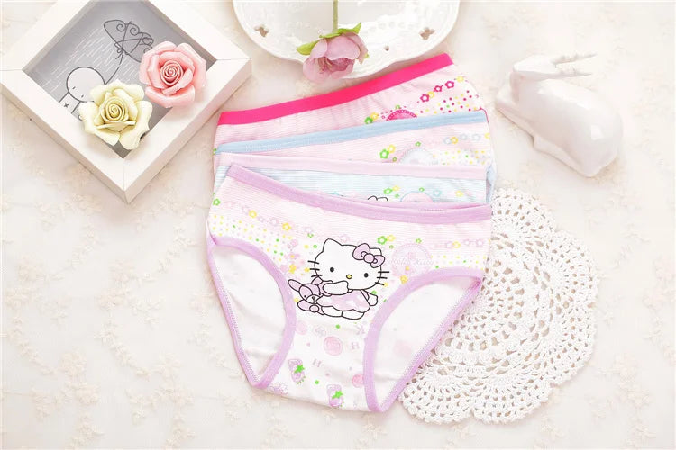 4pcs/lot Girls Underwear Briefs Shorts Briefs Print Panites Girl Kids Cotton Panties Girls Underwear