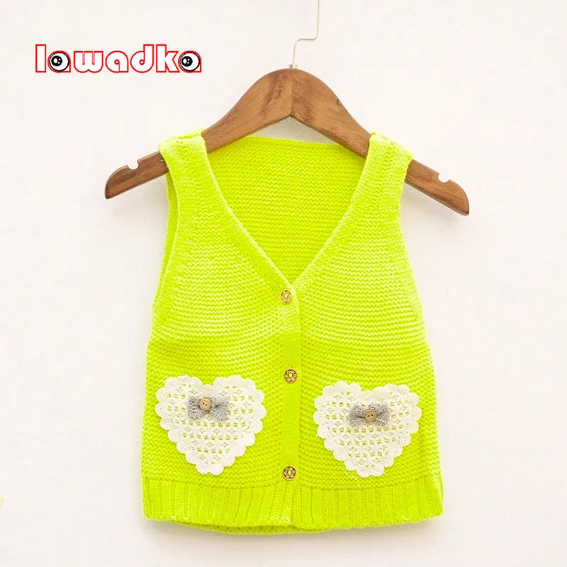 Knitted Vest Coats Baby Girl Autumn Spring Clothes Sleeveless Vests Waistcoat for Children Clothes Outerwear Age 12M 24M 3T 4T