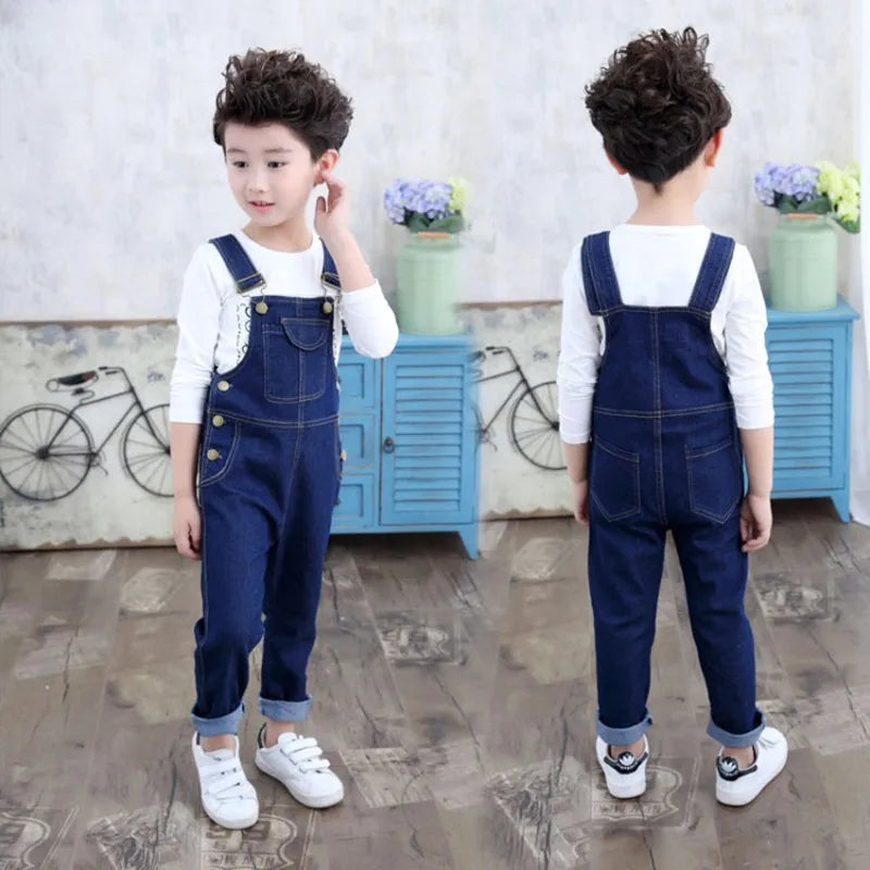 Kids Denim Overalls for Teenagers Spring Jeans Dungarees Girls Pocket Jumpsuit Children Boys Pants For Age 4 5 7 9 11 13 Years