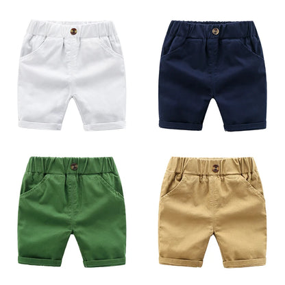 DE PEACH New Toddler Kids Casual Pants For Boys Shorts Summer Cotton Children Beach Shorts Solid Color Baby Boy Clothes 2-6Years