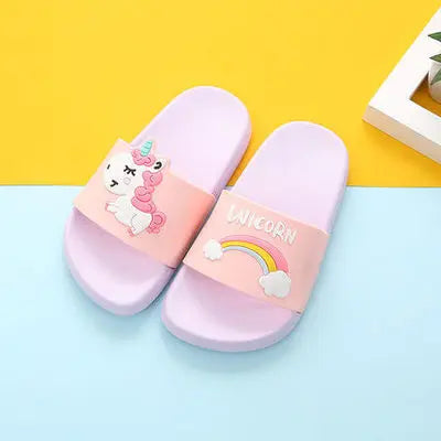 Unicorn Slippers for Boy Girl Rainbow Shoes 2019 Summer Todder Animal Kids Indoor Baby PVC Cartoon