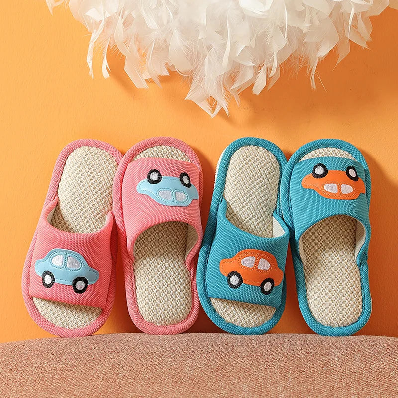 Slippers for Boy Girl Summer Spring Flat Shoes Children Home Indoor Cartoon Car Cute Fashion Kids Sandals Slides Flip Flops