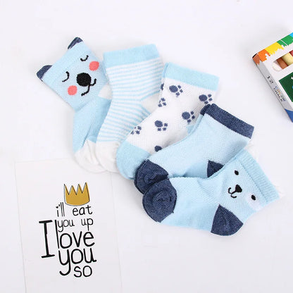 5 Pairs/Lot Baby Socks Newborns Infant Cute Cartoons Soft Cotton  Mesh Short Socks For 0-24 Month Boy Girl Babies Fashion Kids