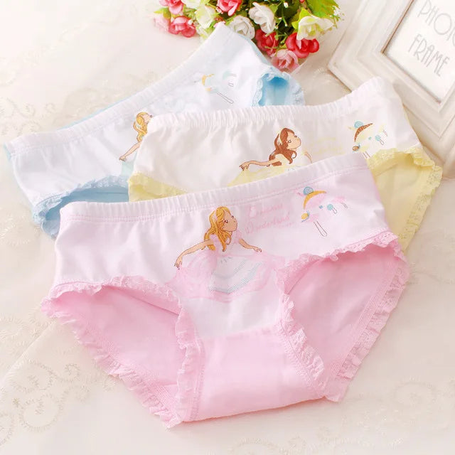 Girls Briefs Fine Cotton Underwear Cute Designs Printing Panties Kids Breathable Soft Healthy Underpants Girls Boxer 4pcs/Lot