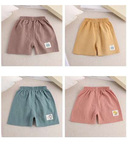 1-5 Years Old Summer Kids Wears Children's Shorts Baby Boy Cotton Linen Pants Boys Girls Pant Cartoon Children Casual Pants