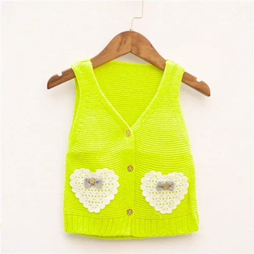 Knitted Vest Coats Baby Girl Autumn Spring Clothes Sleeveless Vests Waistcoat for Children Clothes Outerwear Age 12M 24M 3T 4T