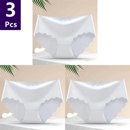 3 Pcs/set Solid Women Panties Ice Silk Underwear Traceless Panties Sexy Underwear Comfortable Breathable Panties Cotton Crotch