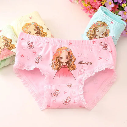 Girls Briefs Fine Cotton Underwear Cute Designs Printing Panties Kids Breathable Soft Healthy Underpants Girls Boxer 4pcs/Lot