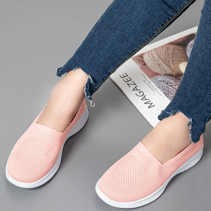 Summer Women Shoes Knitted Sock Women's Sneakers Slip On Shoes Lightweight Flats Women Sports Shoes Plus Size Loafers Plus Size