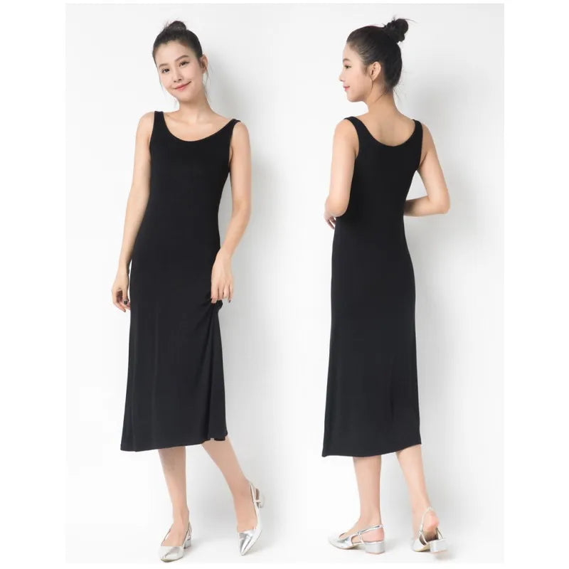 Women Modal Tank Dress Summer sleeveless sundress Casual Loose slip dress 85 to 102cm size M to 2XL