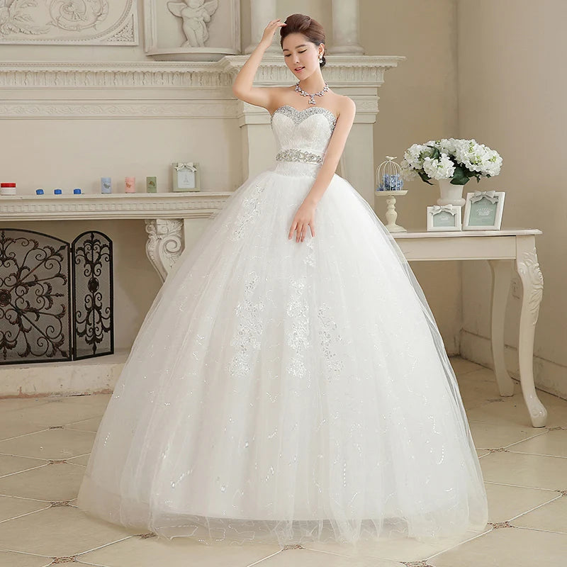 Plus Size Wedding Dresses Long It's Yiiya BR737 Elegant Strapless Vestido De Novia Lace Up Bridal Gowns Crystal Wedding Dress