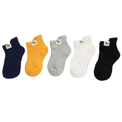 10 Pieces=5 Pairs Children  Soft Cotton Socks Spring&Autumn Girls Short Socks With Boys Socks 1-10 Year School Sports Kids Socks