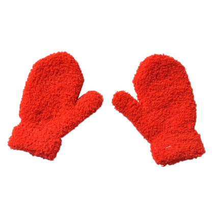 Warm Plush Thick Warm Baby Gloves Winter Plus Velvet Mittens Children Kid Coral Fleece Full Finger Gloves For 1-4Y Kids Gloves