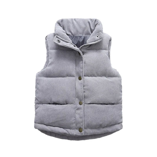 Corduroy Vests Kids Boys Girls Cotton Jackets Gray Outerwear Waistcoat Children Autumn Winter Thicken Warm Coat Casual Clothing