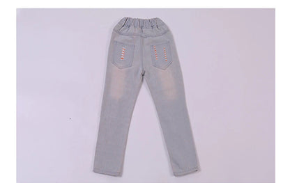 2024 New Fashion Multicolor Hole Little Girl Jeans Boy Spring and Summer Denim Casual Loose Cuffed Jeans Children Pants