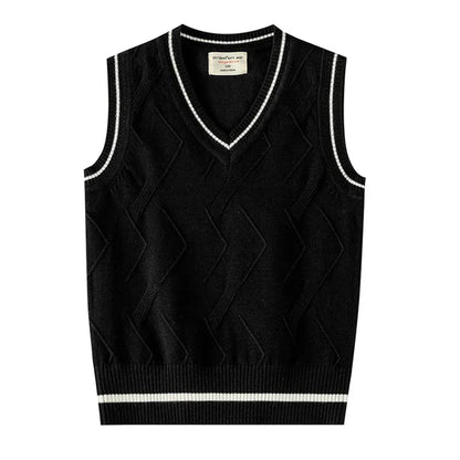 Spring Autumn Kids Baby Boy Girl Pure Color Knitted V-neck Vest Cotton Boy Girl School Uniforms Sweater Vest Children's Sweaters